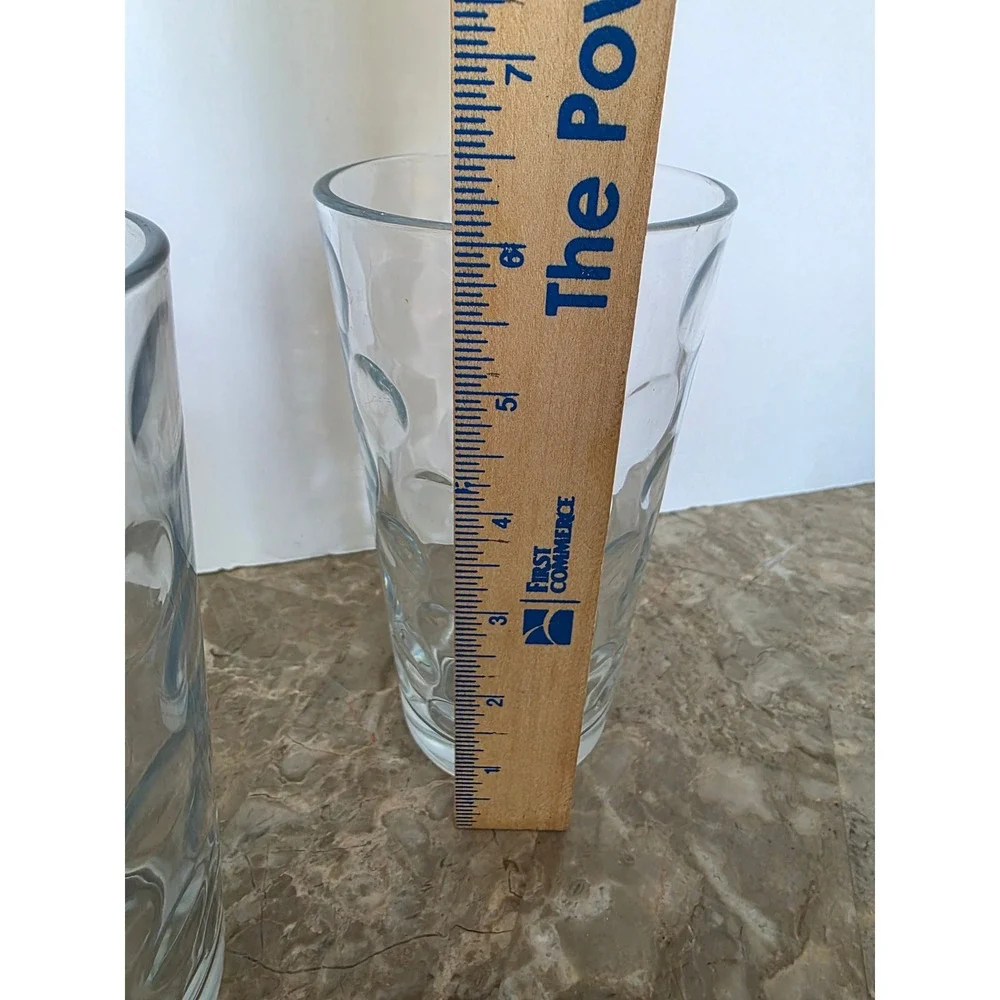Set of‎ Two Libby Clear Glass Textured Bubble Poka A Dot Tall Drinking Glasses